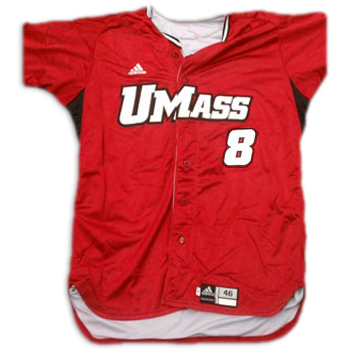 UMass Baseball Adidas Maroon No. 8 Game-Worn Jersey